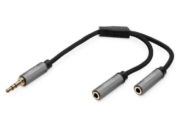 Digitus Adattatore Audio Per Cuffie, Da Connettore Jack Da 3,5 Mm A 2 Prese Da 3,5 Mm