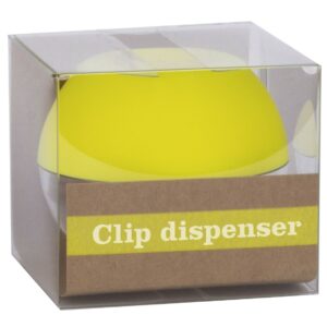 Dispenser Clip Apli Fluor Collection - Ø 70x60 mm - Coperchio Magnetico Soft Touch - Include 50 Clip Giallo Fluo 28 mm