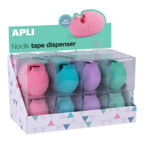 Dispenser Nastro Adesivo Apli Nordik Collection - Misura 60x70x120mm - 8 Portarotoli di Diversi Colori - Texture Morbida e Piacevole al Tocco - Compatibile con Rotoli 19mmx33M