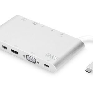 Docking Station Usb Tipo C Con Usb 3.1 Tipo C, Hdmi 4K, Minidp, Vga, 1 X Usb 3.1, 3X Usb3.0, Rj45, Microsd, Sd/Mmc