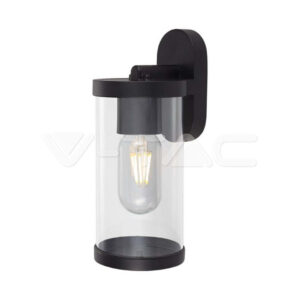 E27 Wall Lamp Holder Clear PC Matt Black Body