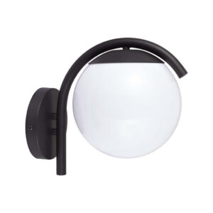 E27 Wall Lamp Holder Opal PC Matt Black Body