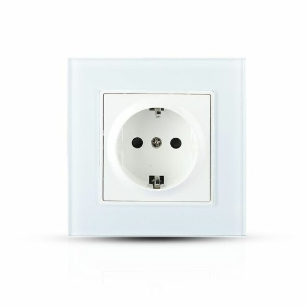 EU Socket 16A Glass Panel White