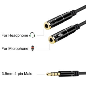 EWENT CAVO AUDIO JACK 3,5" M 4P A 2 JACK 3,5 F 3P 0,30 mm EC1641