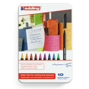 Edding 1200 colourpen marcatore Fine Nero, Blu, Marrone, Verde, Arancione, Rosa, Porpora, Rosso, Giallo 10 pz