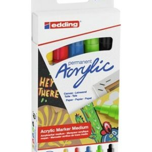 Edding 5300 acrylic marker fine marcatore permanente Nero, Blu, Verde, Rosso, Giallo 5 pz