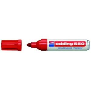 Edding 550 Pennarello indelebile - Punta Rotonda - Linea tra 3 e 4 mm. - Ricaricabile - Quick Dry - Colore Rosso