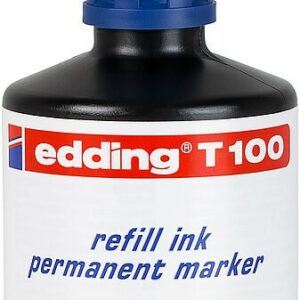 Edding T100 Flacone di ricarica per pennarello indelebile - Capacità 100 ml - Colore blu