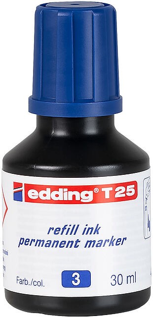 Edding T25 Flacone di ricarica per pennarello indelebile - Capacità 30 ml - Colore blu