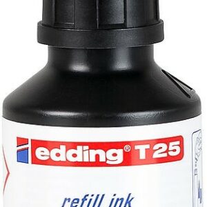 Edding T25 Flacone di ricarica per pennarello indelebile - Capacità 30 ml - Colore nero