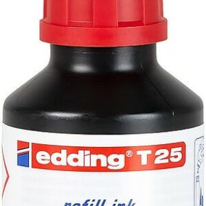 Edding T25 Flacone di ricarica per pennarello indelebile - Capacità 30 ml - Colore rosso