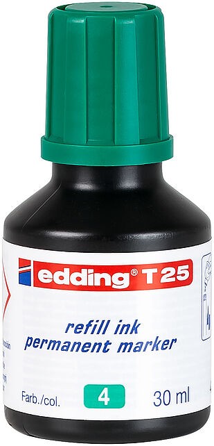 Edding T25 Flacone di ricarica per pennarello indelebile - Capacità 30 ml - Colore verde