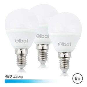 Elbat Confezione da 3 Lampadine LED G45 6W E14 480lm - 6500K Luce Fredda