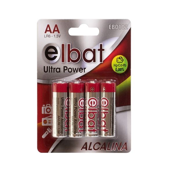 Elbat Confezione da 4 batterie alcaline LR6/AA