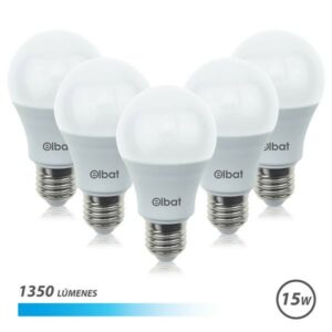 Elbat Confezione da 5 Lampadine LED A60 15W E27 1350lm - 6500K Luce Fredda