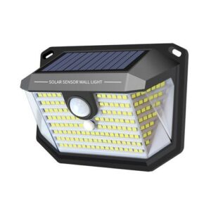 Elbat Lampada da parete solare LED 150lm con 3 facce illuminate - Sensore di movimento - Pannello solare integrato 5.5V, 0.33W - Batteria 3.7V, 1200mAh