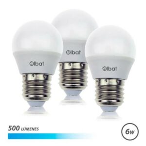 Elbat Pack da 3 Lampadine LED G45 6W - 500LM - Attacco E27 - Luce Fredda