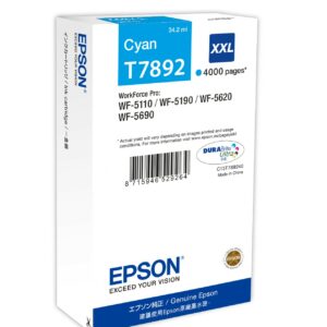 ORIGINALE Epson Cartuccia d'inchiostro ciano C13T789240 T7892 XXL 4000 pagine 34,2ml XXL