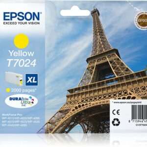 Epson Cart Ink Giallo Xl Per Wf Pro 4000/5000, Serie Xl Tour Eiffel