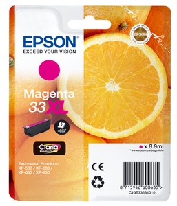 ORIGINALE Epson Cartuccia d'inchiostro magenta C13T33634012 33 XL 650 pagine XL