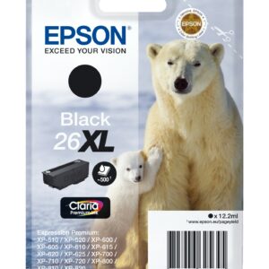 ORIGINALE Epson Cartuccia d'inchiostro nero C13T26214012 26 XL 500 pagine 12,1ml Cartuccie d?inchiostro XL