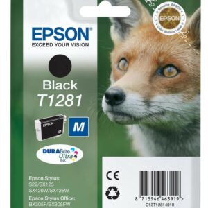 ORIGINALE Epson Cartuccia d'inchiostro nero C13T12814012 T1281 170 pagine 5,9ml