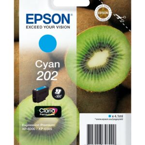 ORIGINALE Epson Cartuccia d'inchiostro ciano C13T02F24010 202 300 pagine 4,1ml