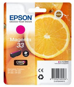 ORIGINALE Epson Cartuccia d'inchiostro magenta C13T33434012 33 300 pagine 4,5ml