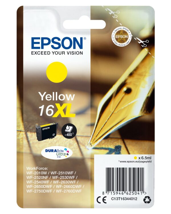 ORIGINALE Epson Cartuccia d'inchiostro giallo C13T16344012 16 XL 450 pagine 6,5ml Cartuccie d?inchiostro XL