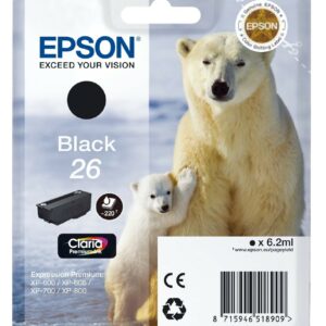 ORIGINALE Epson Cartuccia d'inchiostro nero C13T26014012 26 220 pagine 6,2ml standard