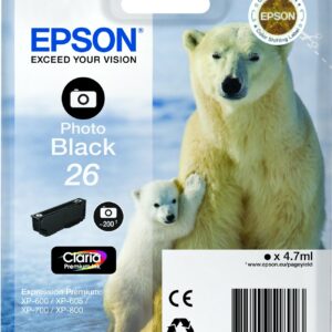 ORIGINALE Epson Cartuccia d'inchiostro Nero (Foto) C13T26114012 26 200 pagine 4,7ml standard