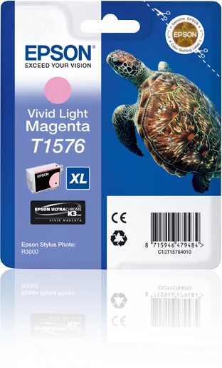 ORIGINALE Epson Cartuccia d'inchiostro magenta (chiaro) C13T15764010 T1576 XL 2300 pagine 25,9ml