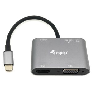 Equip 133483 replicatore di porte e docking station per notebook Cablato USB 3.2 Gen 1 (3.1 Gen 1) Type-C Nero, Grigio