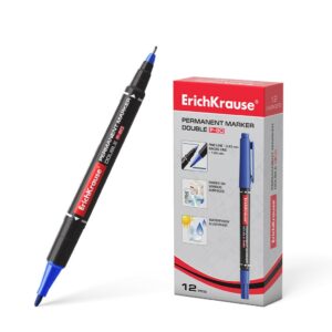 Erichkrause Double P-80 Pennarello Permanente Doppia Faccia - Universale e Fineliner 2 in 1 - Inchiostro a Base Alcool Resistente all'Acqua e ai Raggi UV - Asciugatura Rapida - Atossico - Colorato