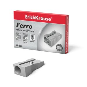 Erichkrause Ferro - Temperamatite in alluminio con impugnatura ergonomica - Foro da 8 mm - Lama in acciaio al carbonio a forma di spirale - Colore argento