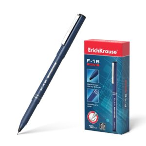 Erichkrause Fine Line Pen F-15 - Inchiostro nero - Clip in metallo - Punta fine - Lunghezza linea continua di 400 m - Spessore di 06 mm