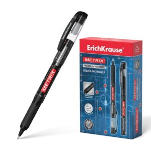 Erichkrause Metrix - Penna roller classica con inchiostro gel ad asciugatura rapida - Corpo in plastica leggera - Colore nero