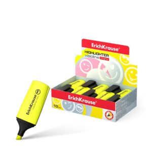 Erichkrause Visioline Mini Fluorescent - Emoticon divertenti - Punta a scalpello - Colore giallo