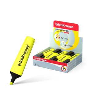 Erichkrause Visioline V-12 - Pennarello per testo con punta a scalpello - Inchiostro fluorescente a base d'acqua - Colore giallo