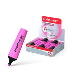 Erichkrause Visioline V-12 - Pennarello per testo con punta a scalpello - Inchiostro fluorescente a base d'acqua - Colore rosa