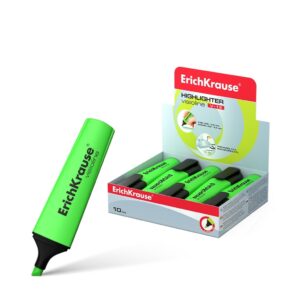 Erichkrause Visioline V-12 - Pennarello per testo con punta a scalpello - Inchiostro fluorescente a base d'acqua - Colore verde