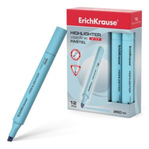 Erichkrause Visioline V-17 Pastello - Pennarello per testo - Punta a scalpello - Inchiostro fluorescente a base d'acqua - Colore giallo