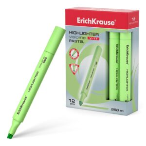 Erichkrause Visioline V-17 Pastello - Pennarello per testo - Punta a scalpello - Inchiostro fluorescente a base d'acqua - Colore verde