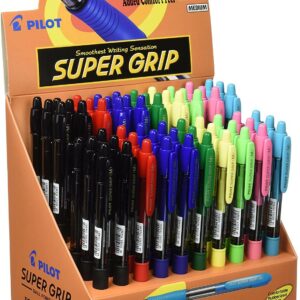 Espositore pilot di 60 penne a sfera retrattili SuperGrip - Punta rotonda da 1,0 mm - Linea da 0,27 mm - Inchiostro a olio - Impugnatura ergonomica - Colore