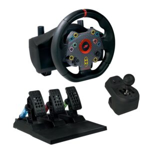 FR-TEC Grand Chelem Racing Wheel Volante da corsa + Pedali + Set leva del cambio - Angolo di sterzata di 270º - Compatibile con PS4, Xbox Series X/S, One e PC - Colore nero