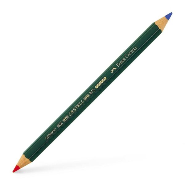 Faber-Castell Castell Color 873 Matita Bicolore Spessa Esagonale - Ecologica - Resistente alla rottura - Colore Rosso/Blu