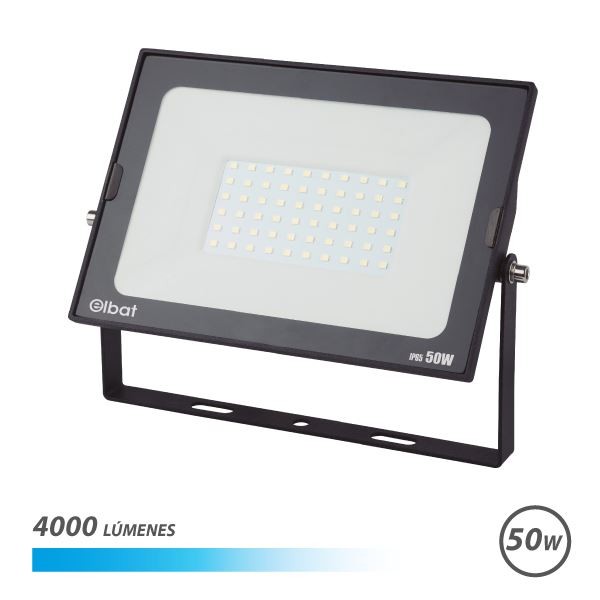 Faretto LED Elbat Serie Super Slim 50W 4000lm - 6500K Luce Fredda - Adatto per Esterno