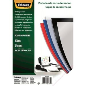 Fellowes Confezione da 50 Copertine A4 in Polipropilene - 700 Micron - Alta Qualità - Colore Nero