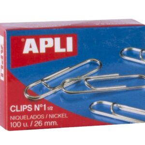 Filo Apli Clips N. 1½ (26mm) - Finitura Nichel Brillante - Elevata Resistenza all'Ossidazione - Scatola con 100 Clip