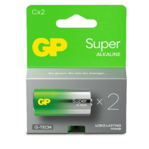 GP Battery Batteria Super Alcalina 1,5V Mezza Torcia C / 14A-U2 / LR14 (Confezione 2 Pezzi)